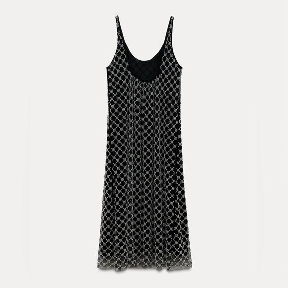 NWT Zara Chic Beaded Jewel Midi Dress - Picture 4 of 17